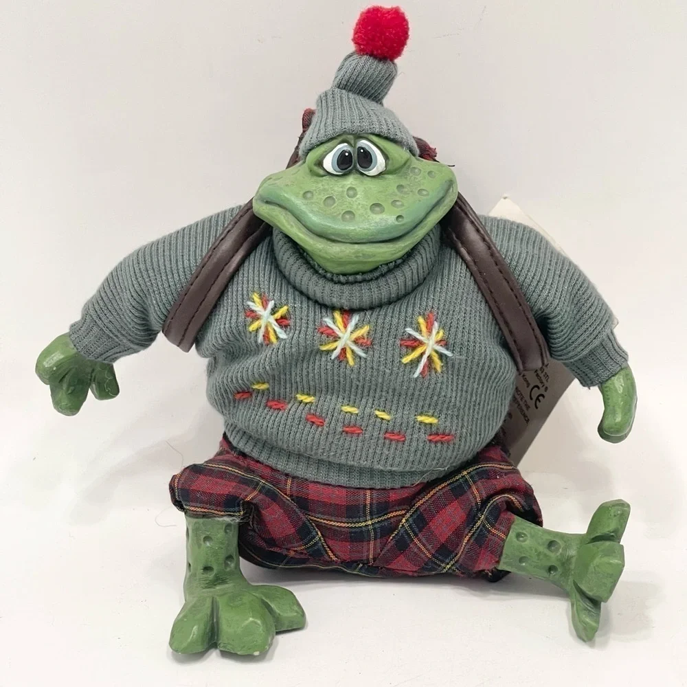 Russ Country Folks Frog Shelf Sitter 5.5” Skiing Hiking Winter Christmas
